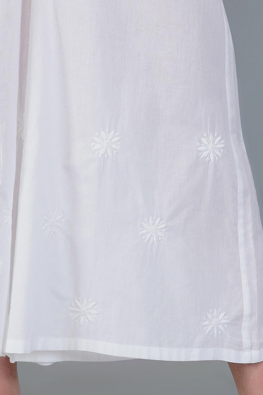 White Cotton Chikankari Flared Palazzo