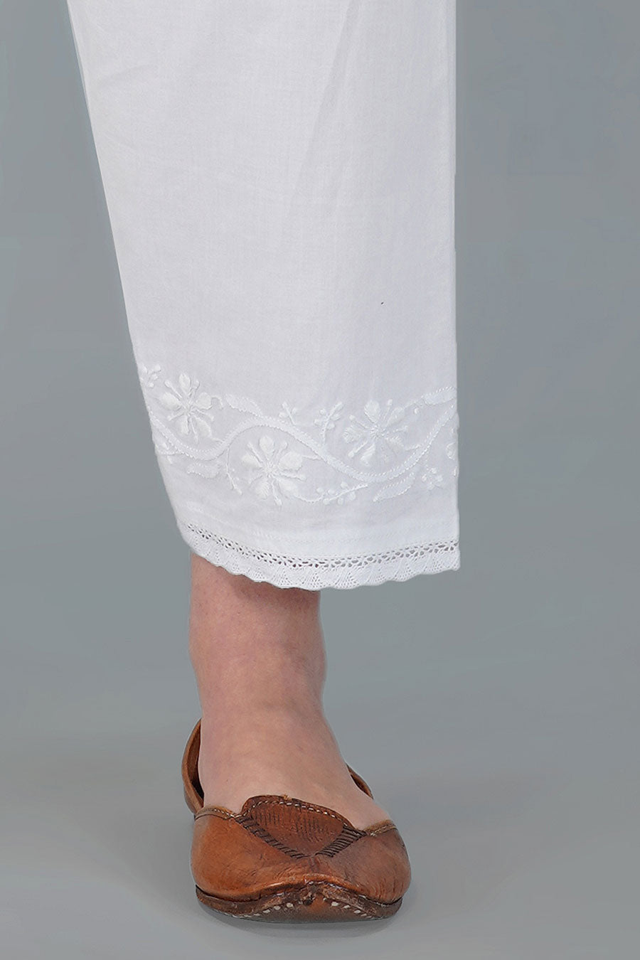 White Cotton Chikankari Easy Salwar