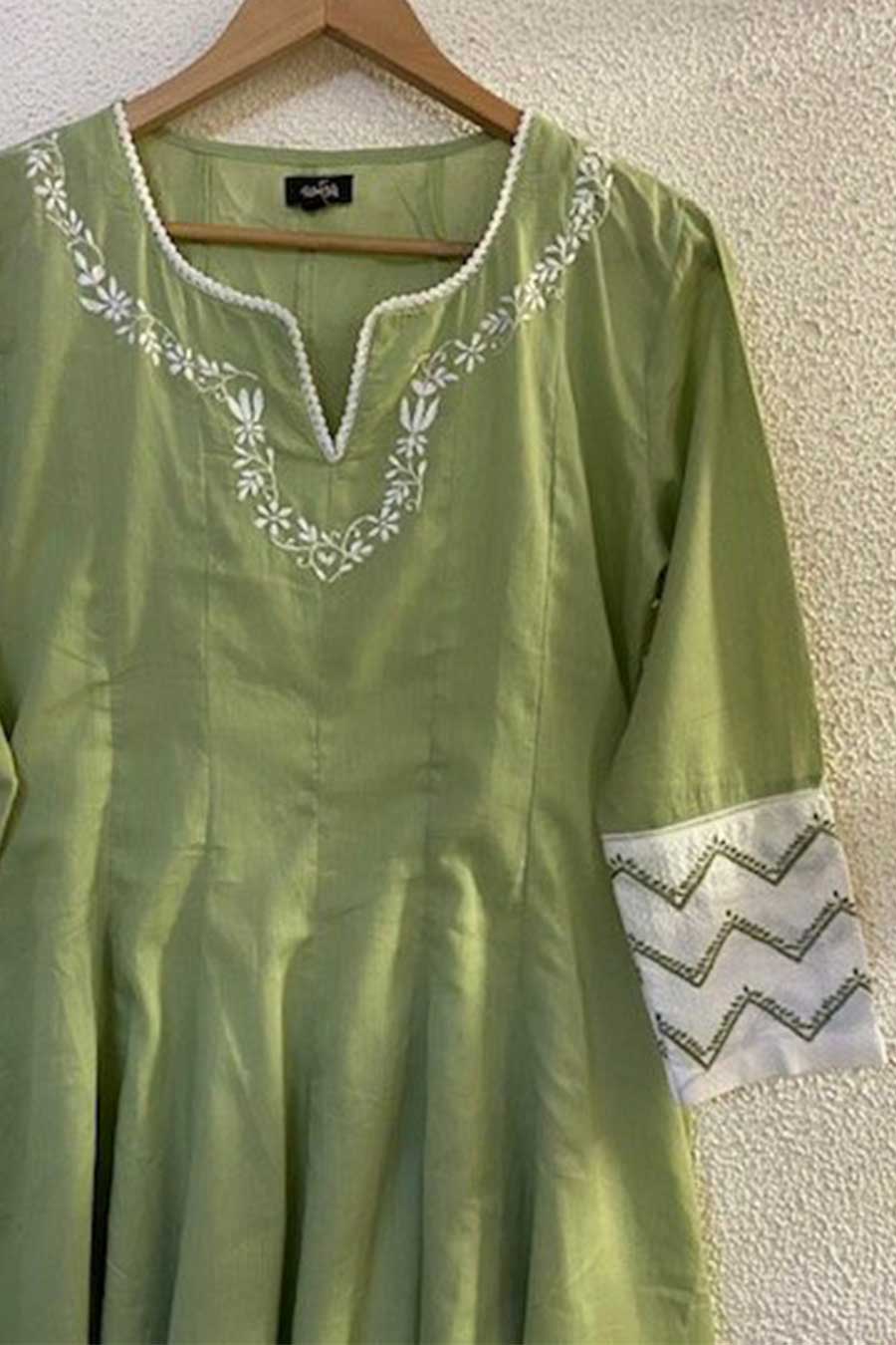 Green Kalidaar Chikankari Kurta