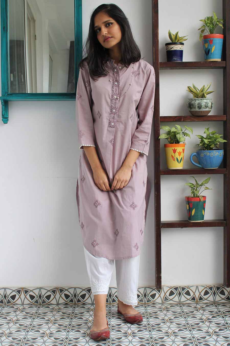 Mauve Chikankari Buta Kurta