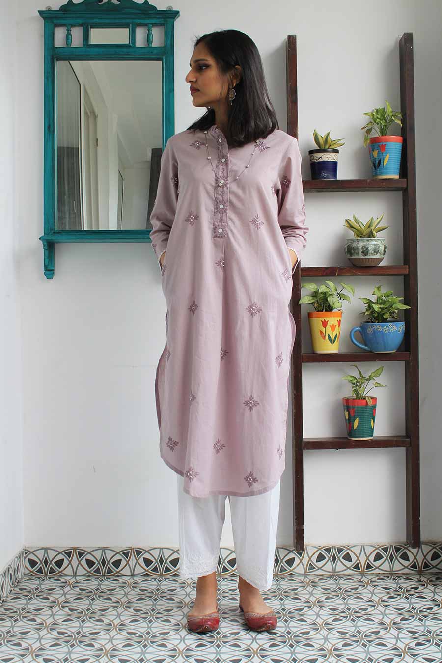 Mauve Chikankari Buta Kurta