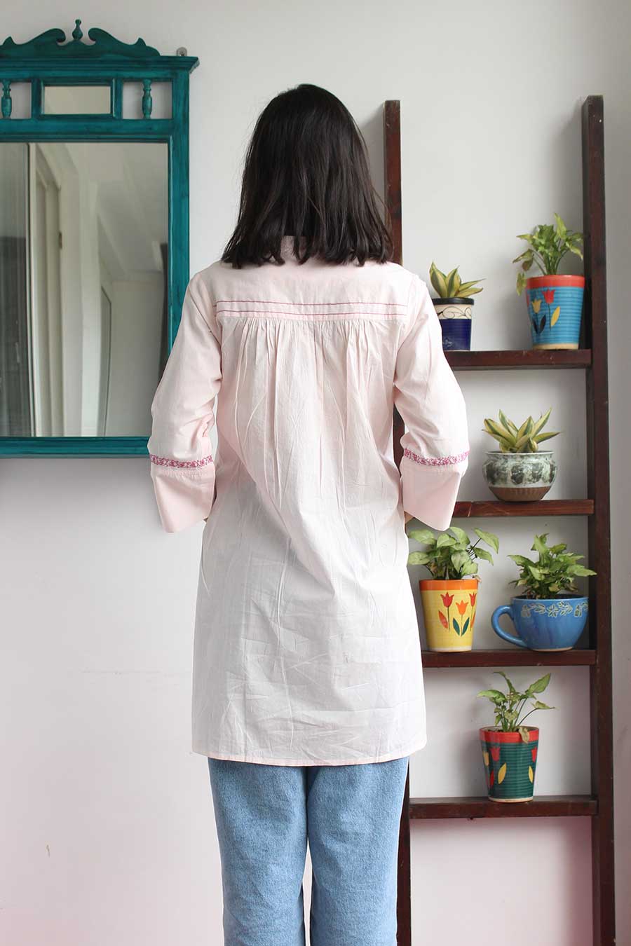 Dusty Pink Chikankari Kurta Tunic