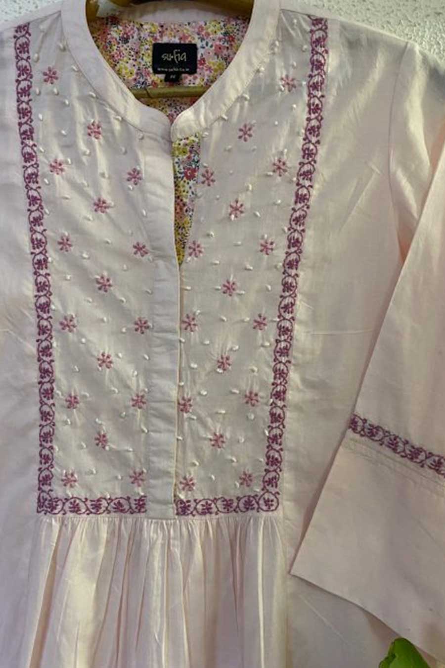Dusty Pink Chikankari Kurta Tunic