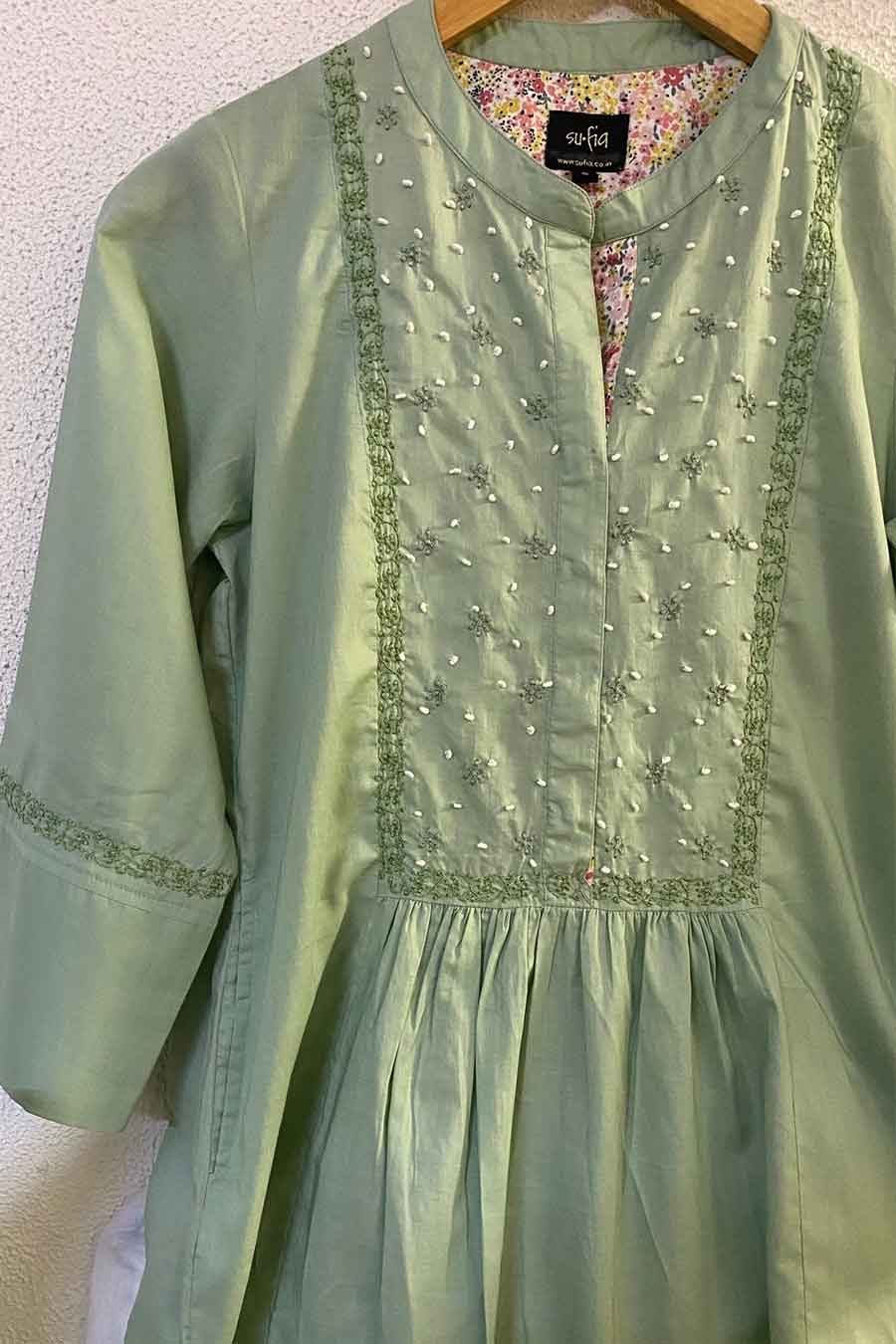 Sage Green Chikankari Kurta Tunic