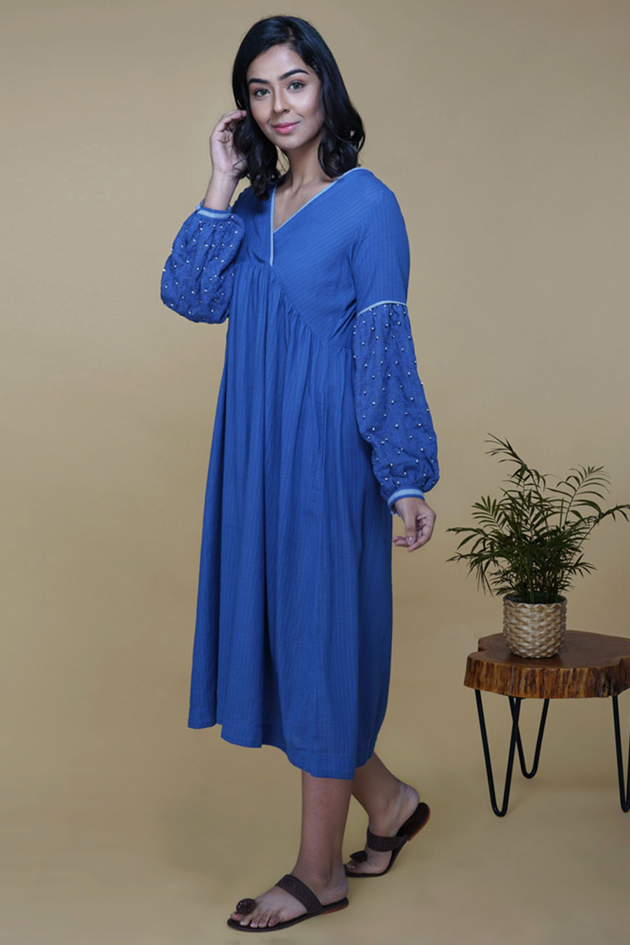 Blue Chikankari Embroidered Dress