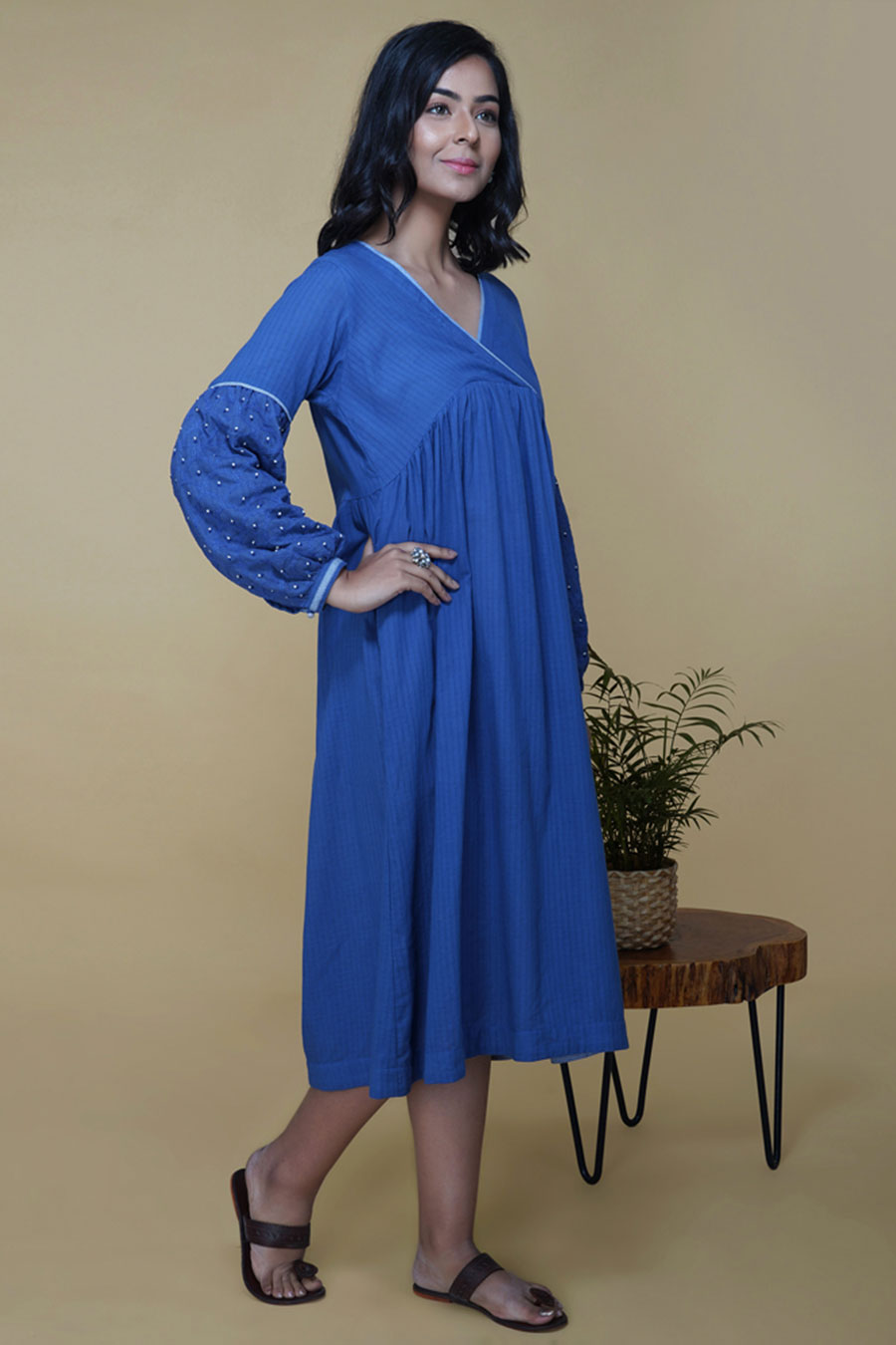 Blue Chikankari Embroidered Dress