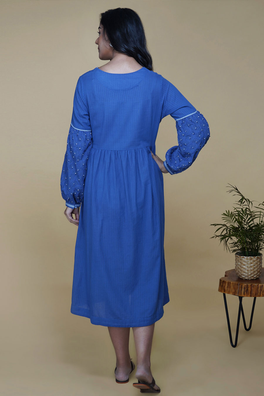 Blue Chikankari Embroidered Dress