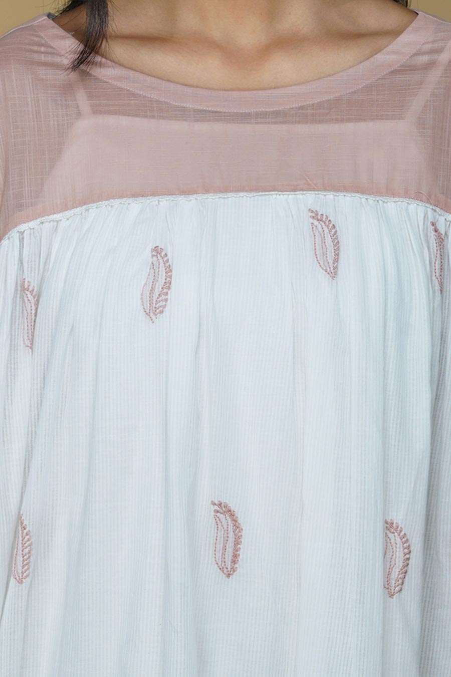 White Chikankari Embroidered Flared Dress