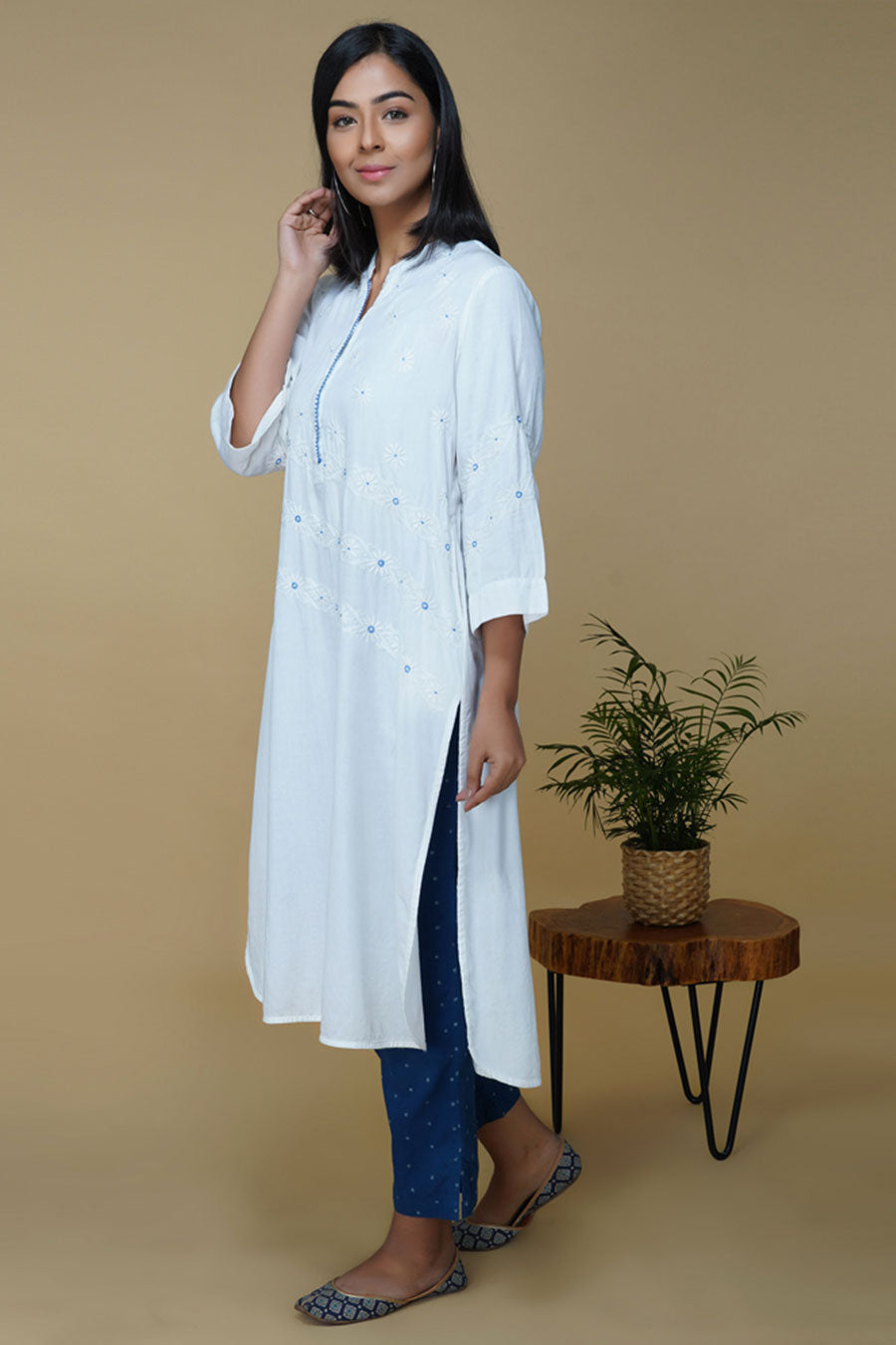 White Chikankari Embroidered Kurta