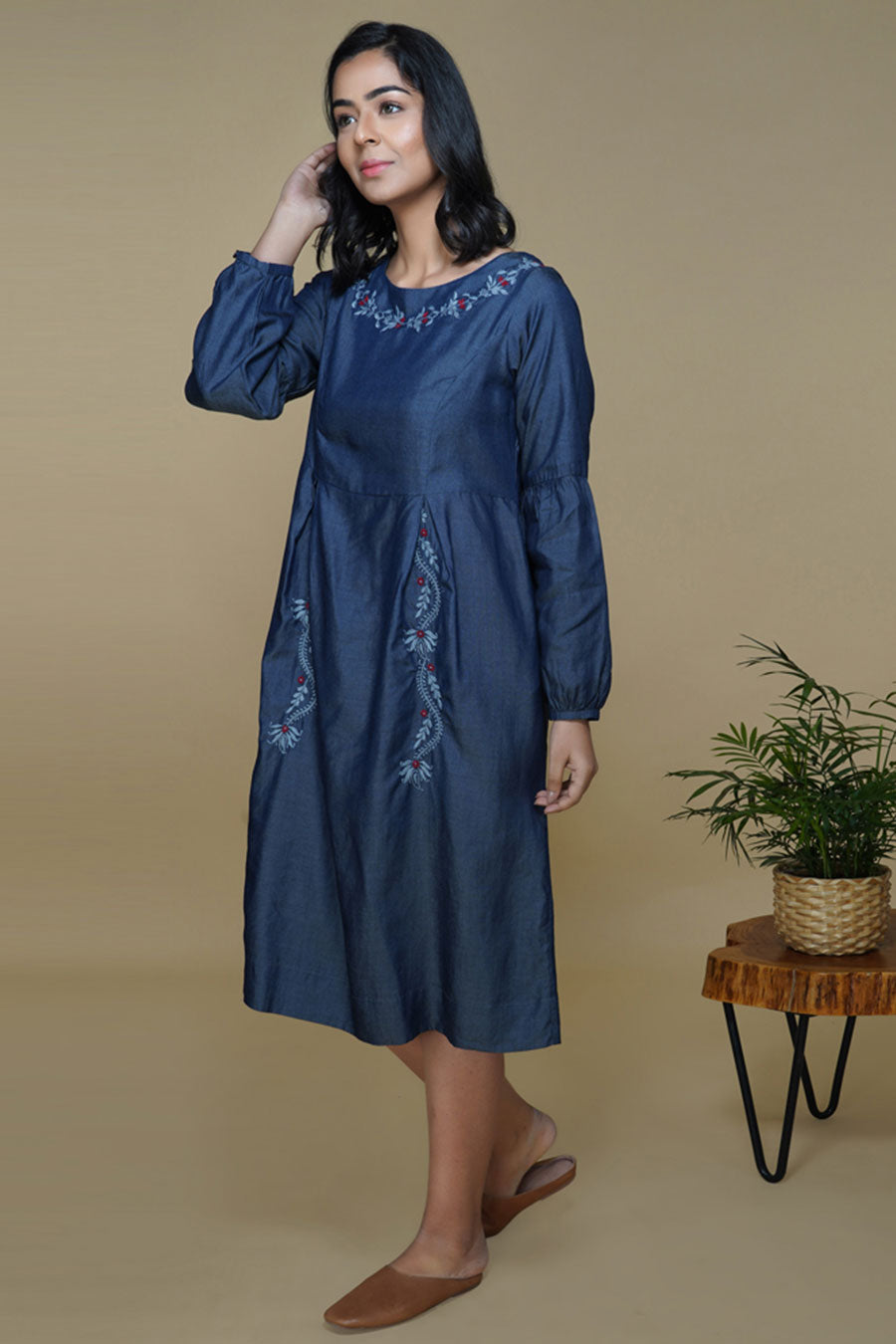 Blue Chikankari Embroidered Dress