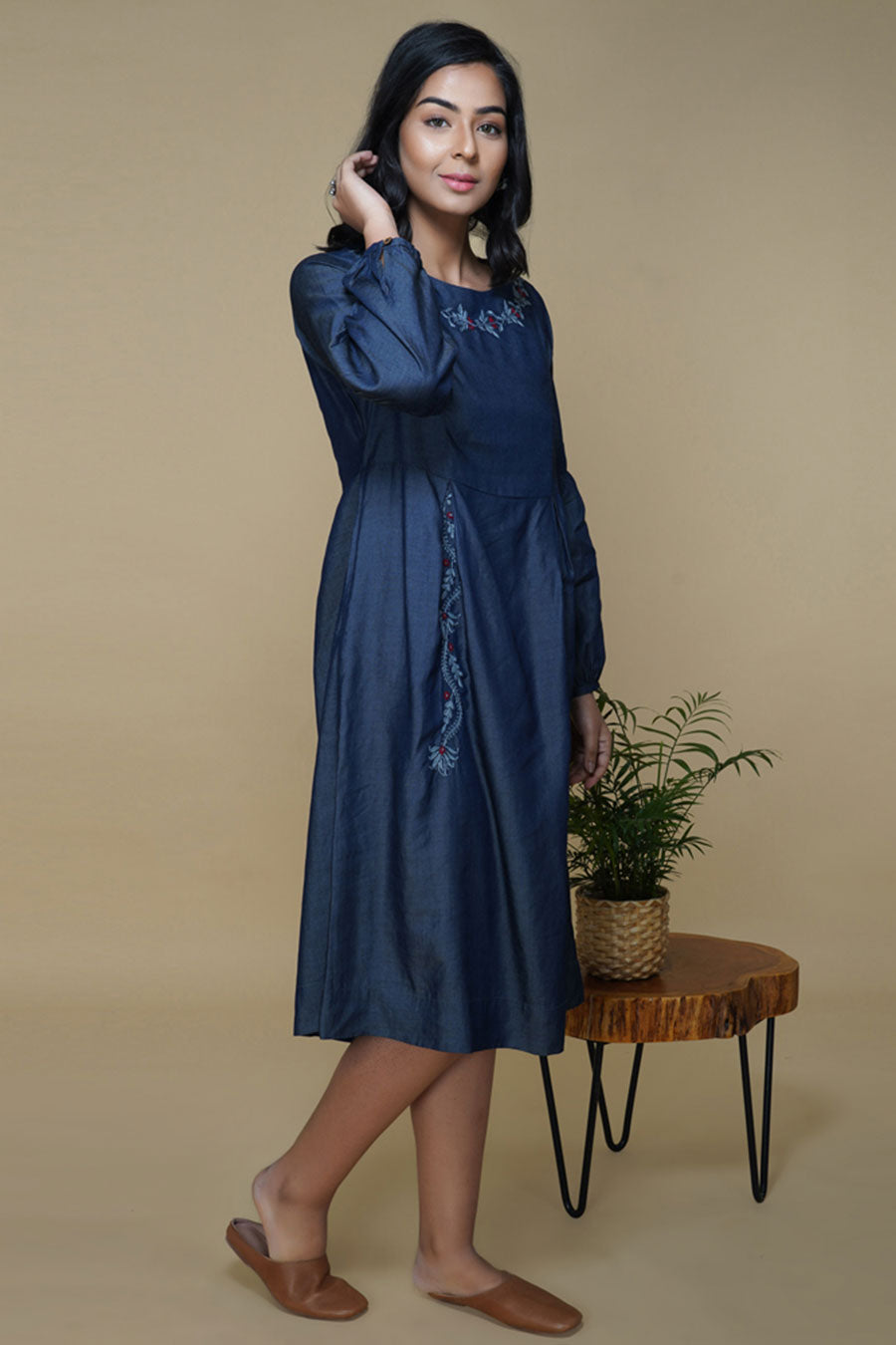 Blue Chikankari Embroidered Dress