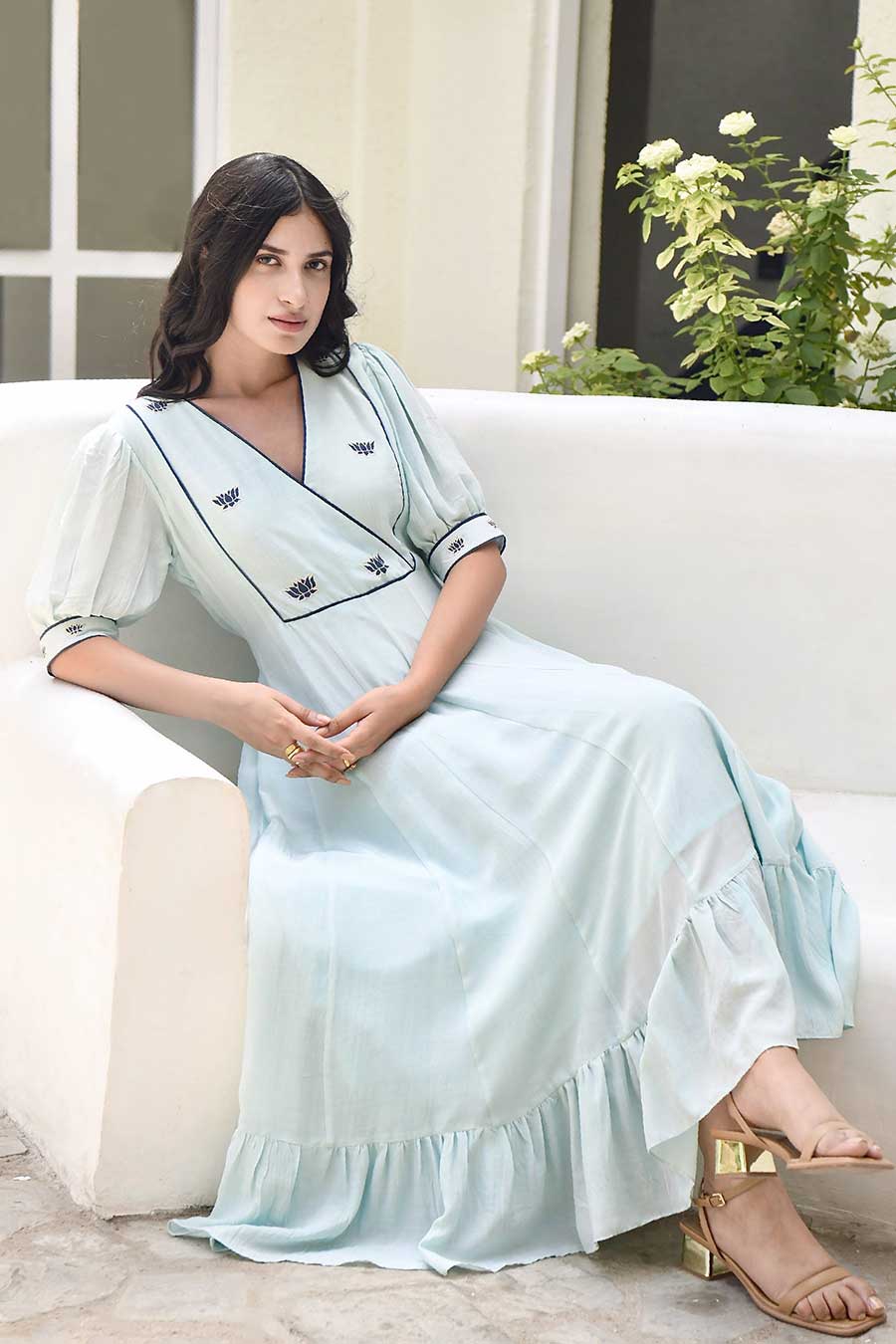 Tiffany Blue Embroidered Silk Dress