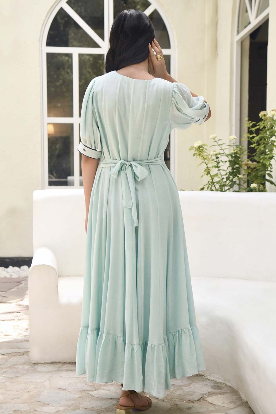 Tiffany Blue Embroidered Silk Dress