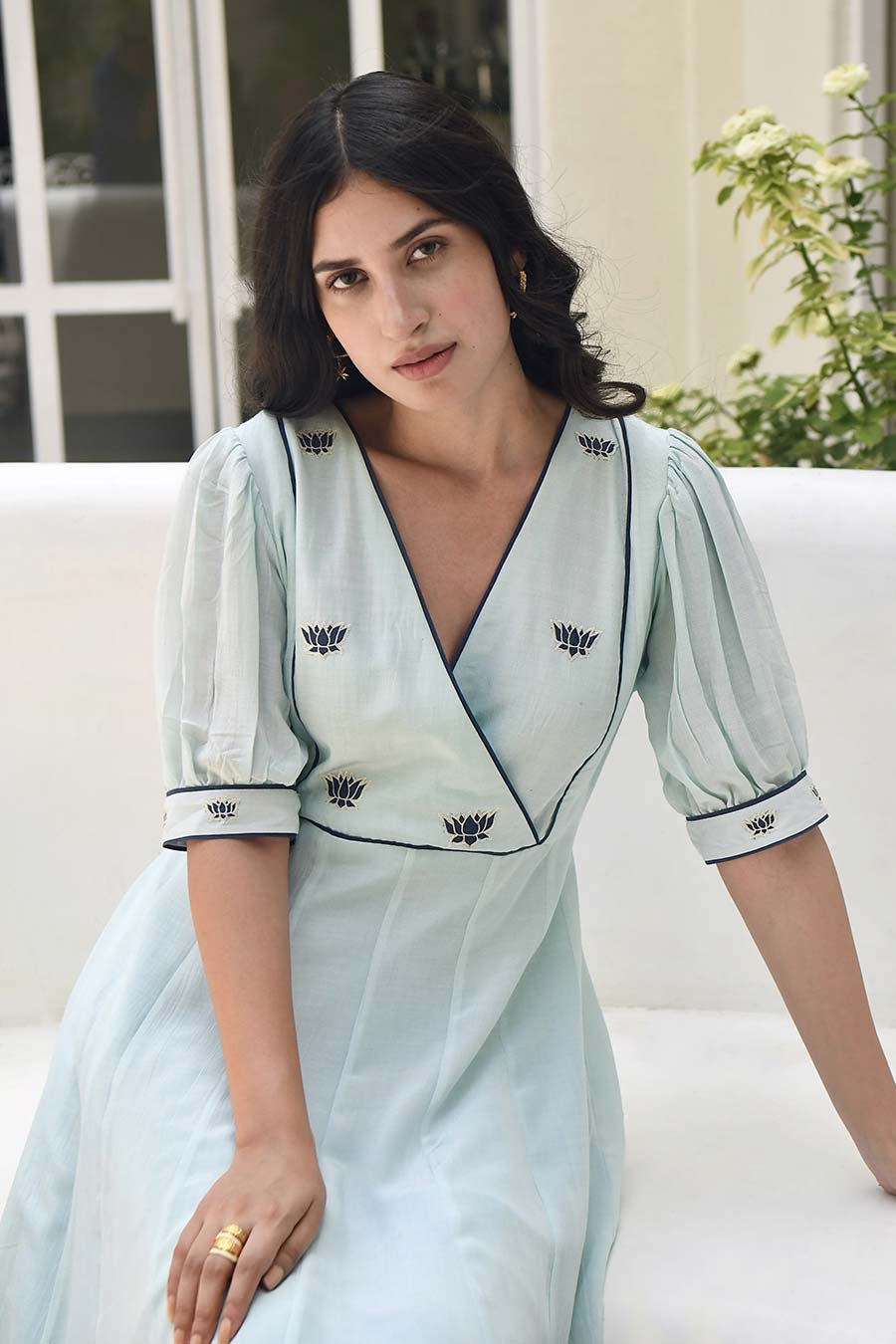 Tiffany Blue Embroidered Silk Dress