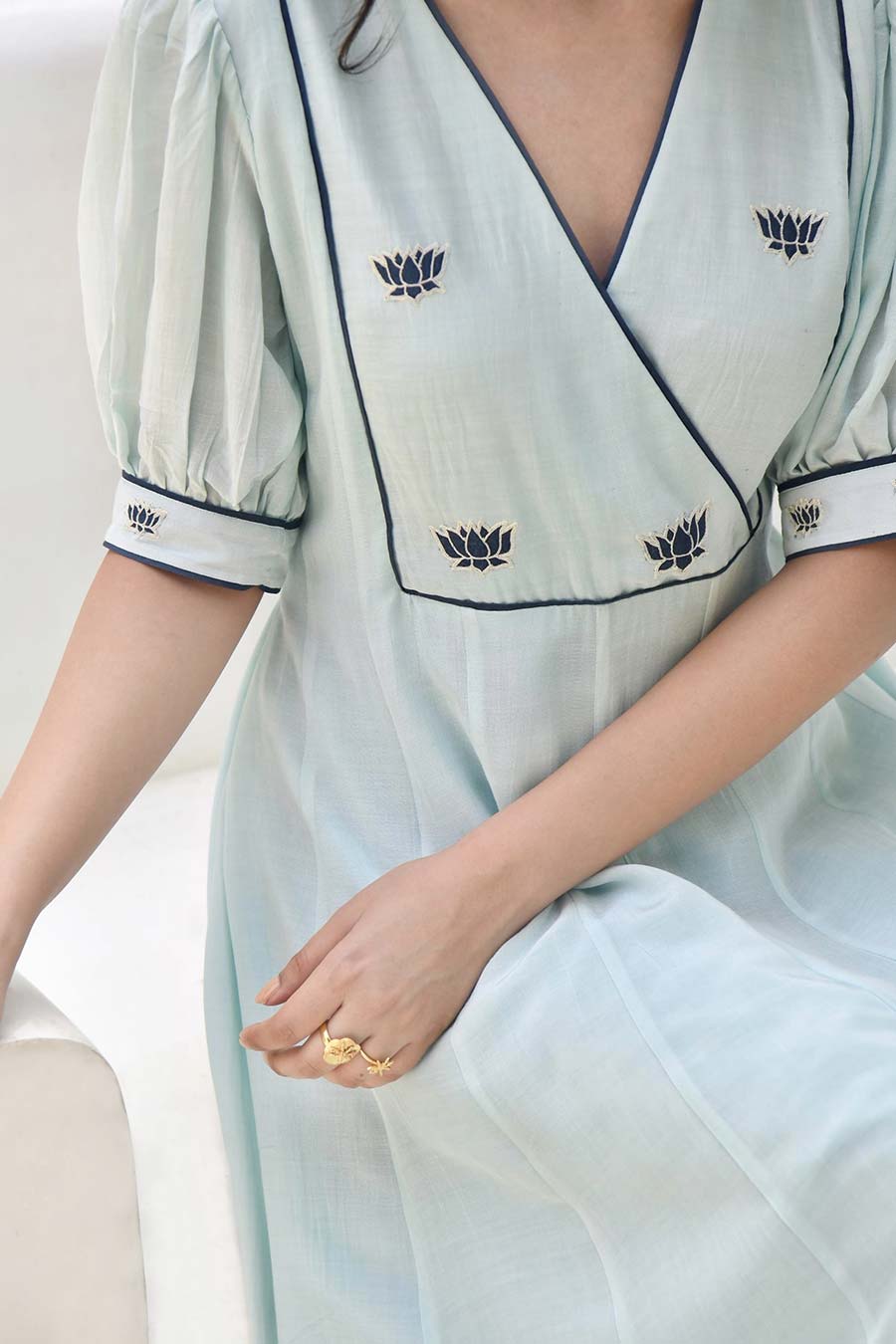 Tiffany Blue Embroidered Silk Dress