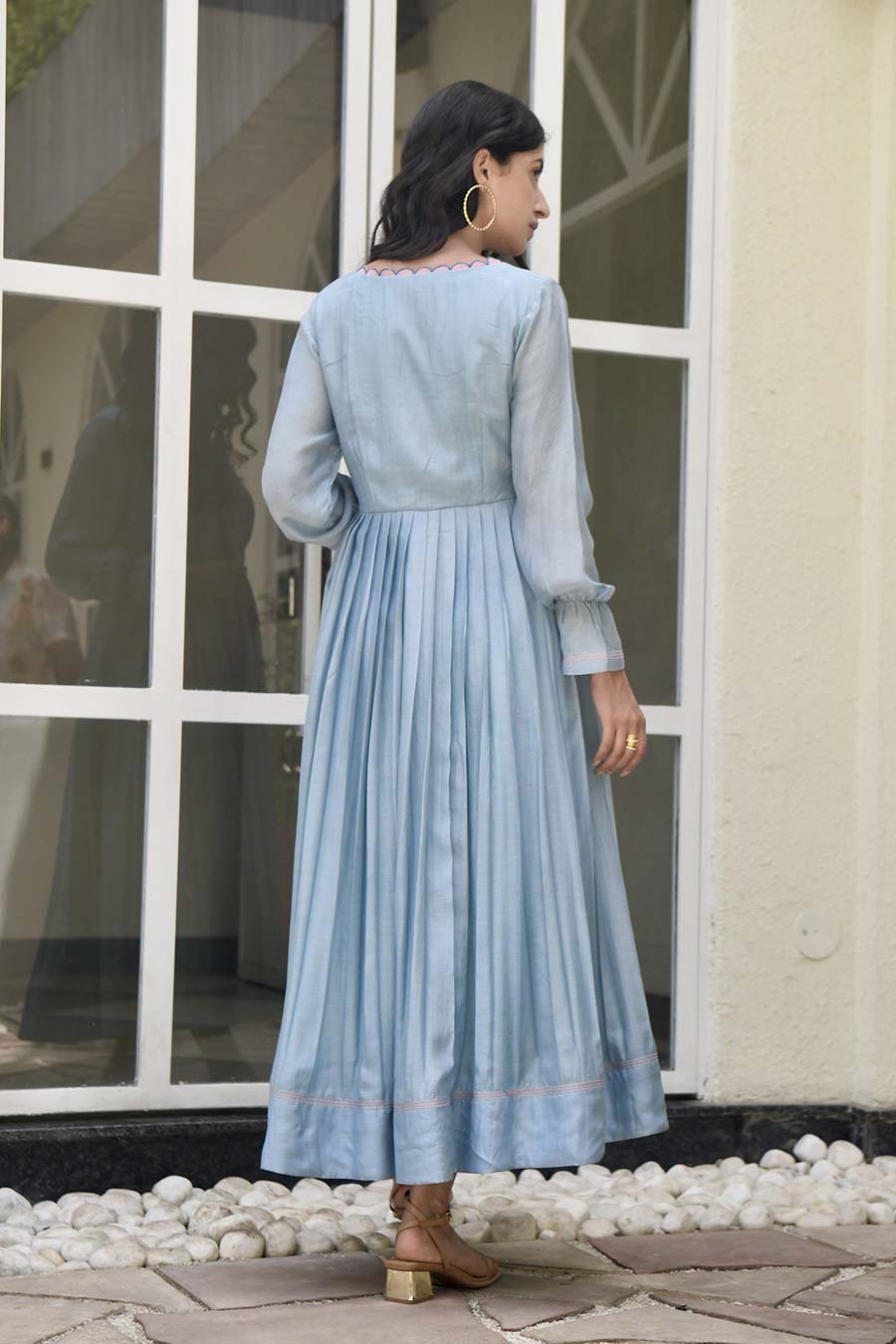 Carolina Blue Embroidered Silk Dress