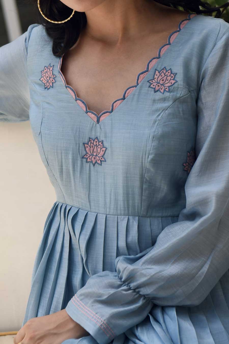 Carolina Blue Embroidered Silk Dress