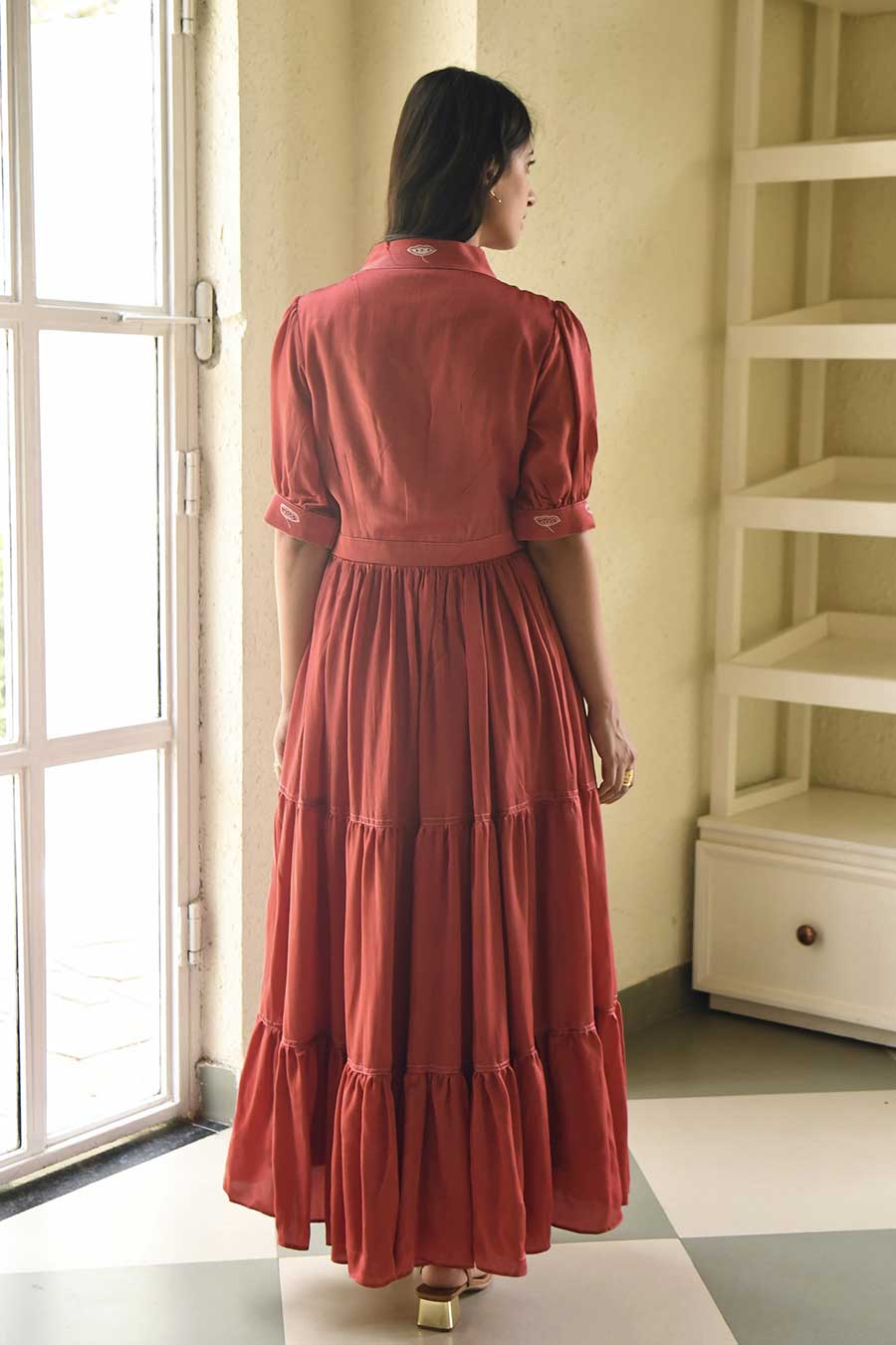 Lotus & Poppy Red Embroidered Dress
