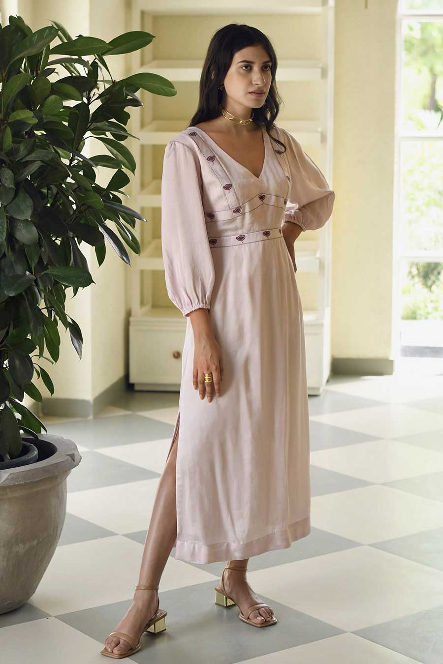 Dandellion Night Embroidered Rose Pink Dress