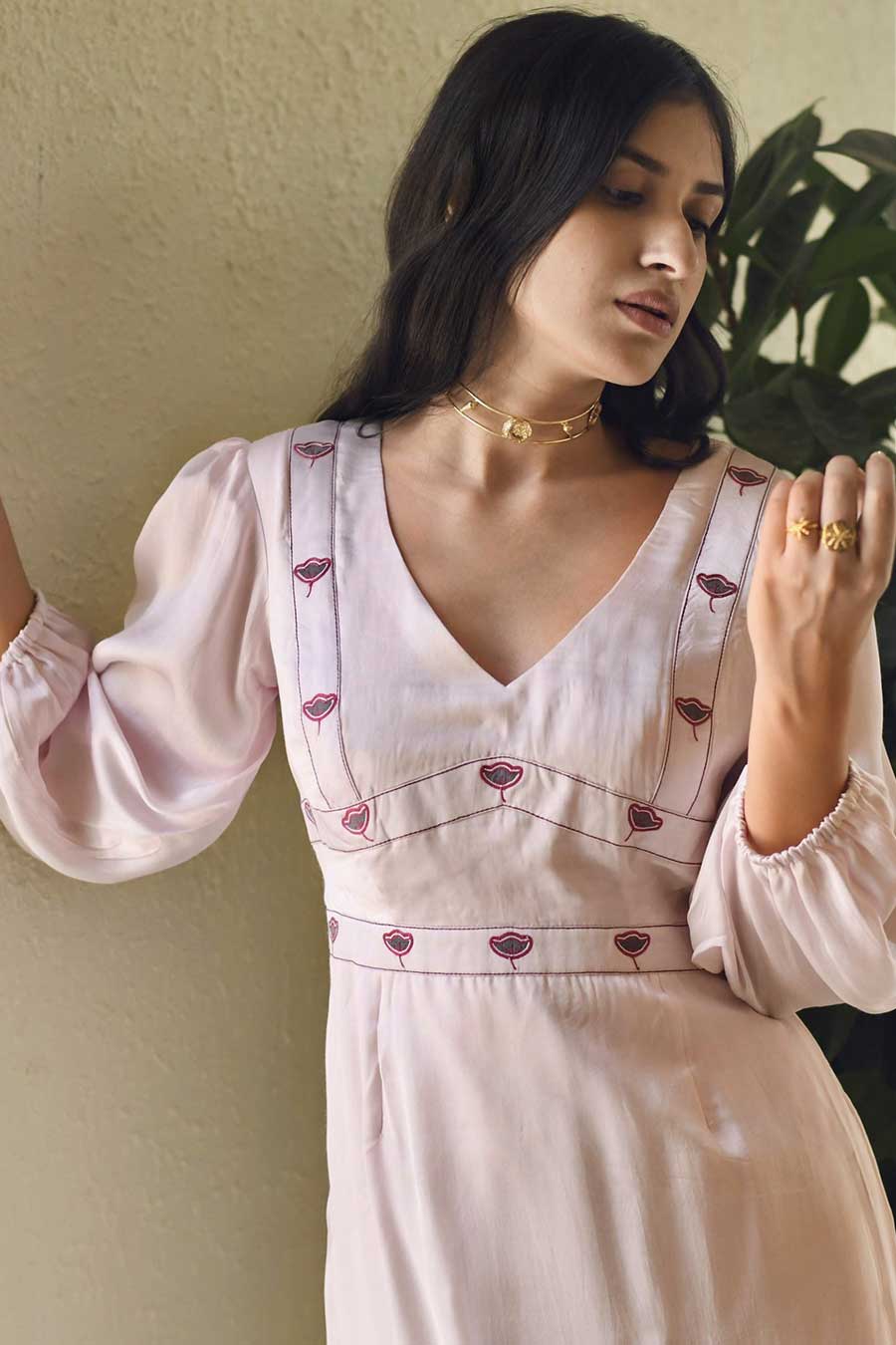 Dandellion Night Embroidered Rose Pink Dress