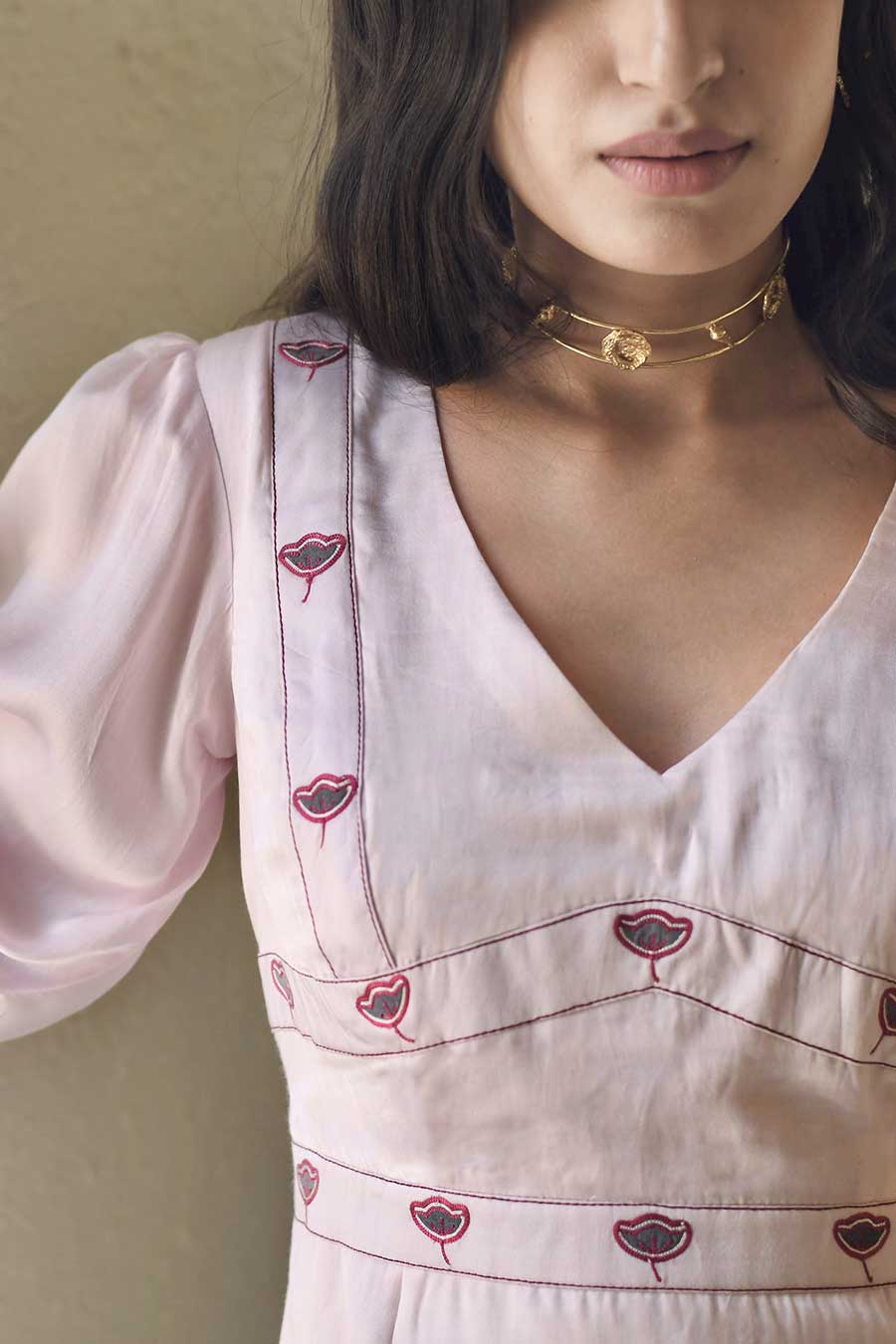 Dandellion Night Embroidered Rose Pink Dress
