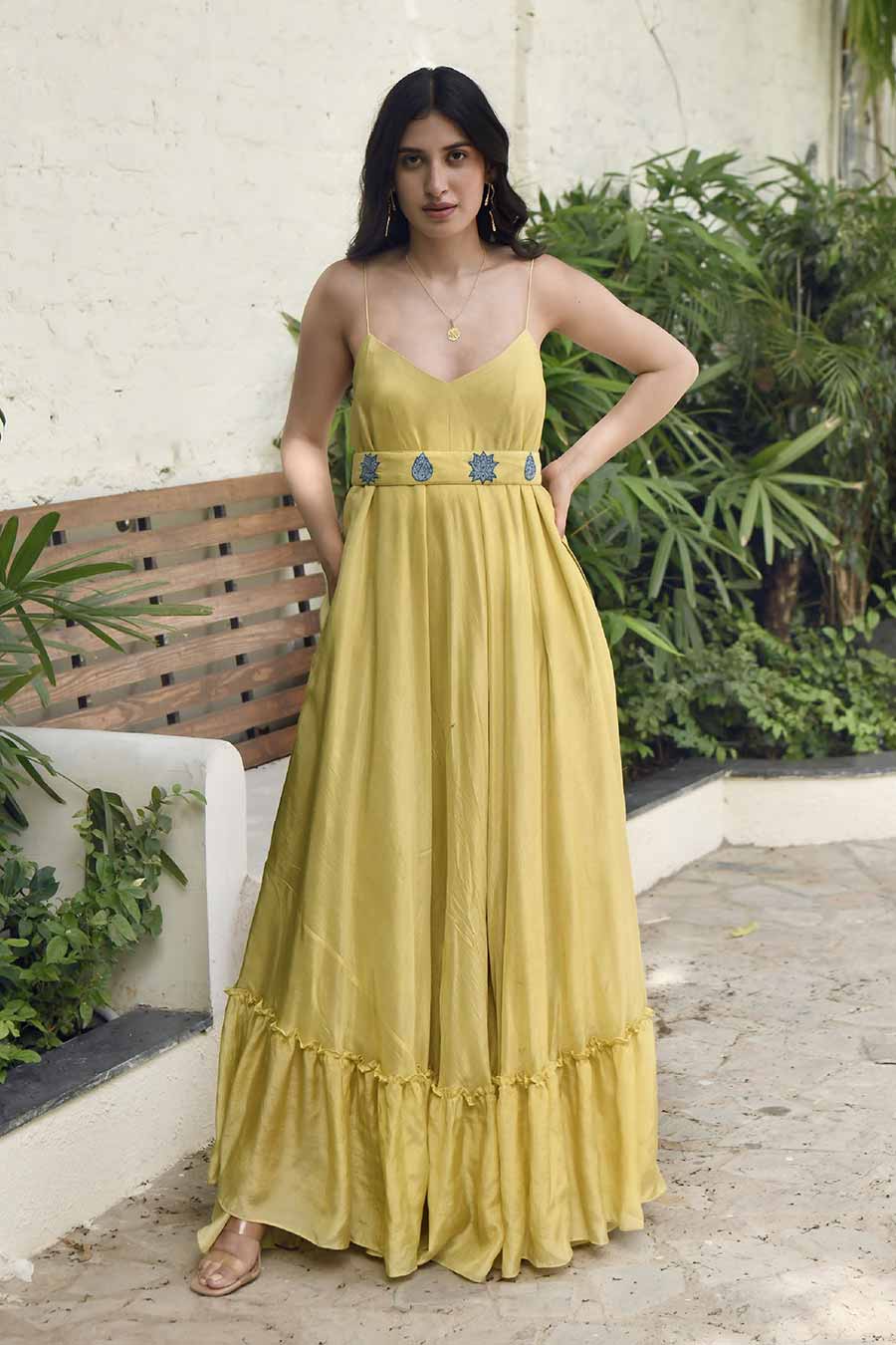 Sunshine Love Silk Embroidered Dress With Belt