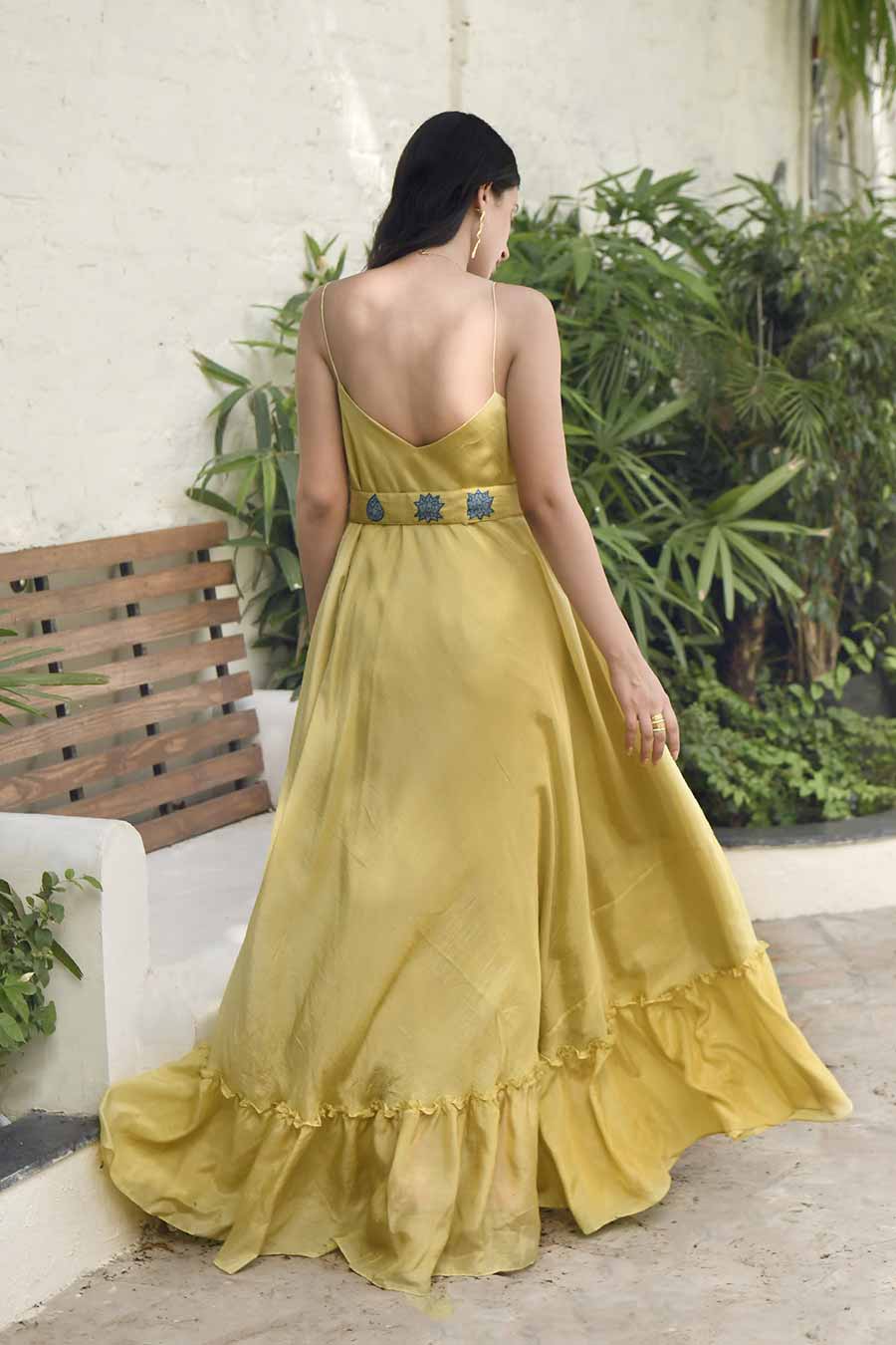 Sunshine Love Silk Embroidered Dress With Belt