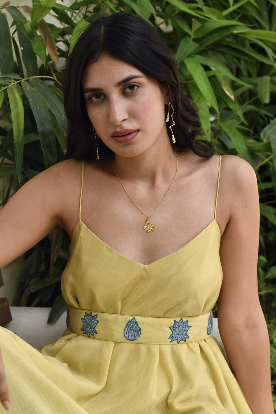 Sunshine Love Silk Embroidered Dress With Belt