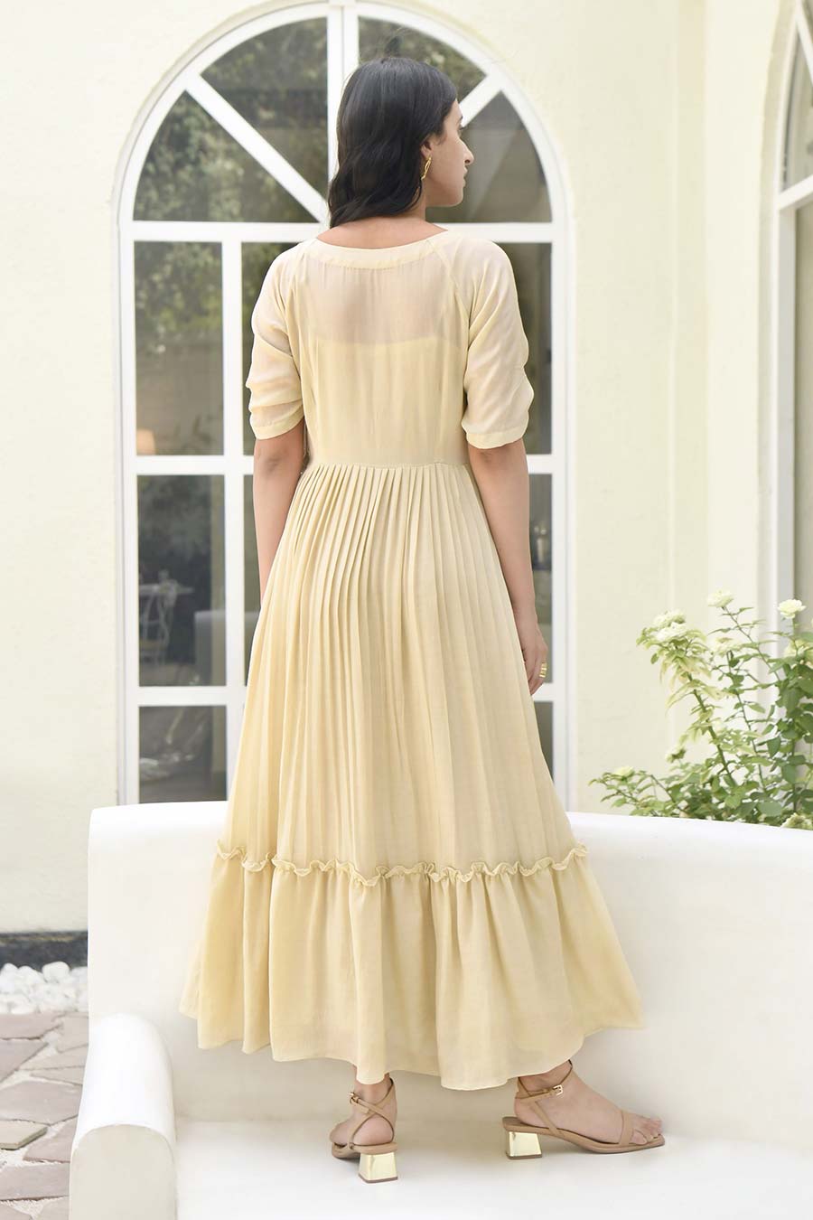 Porcelain Hand Embroidered Silk Dress