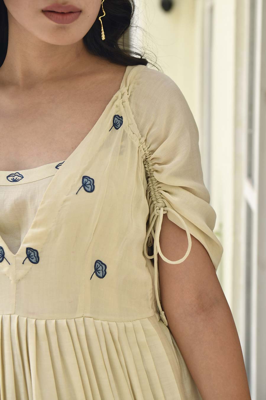 Porcelain Hand Embroidered Silk Dress