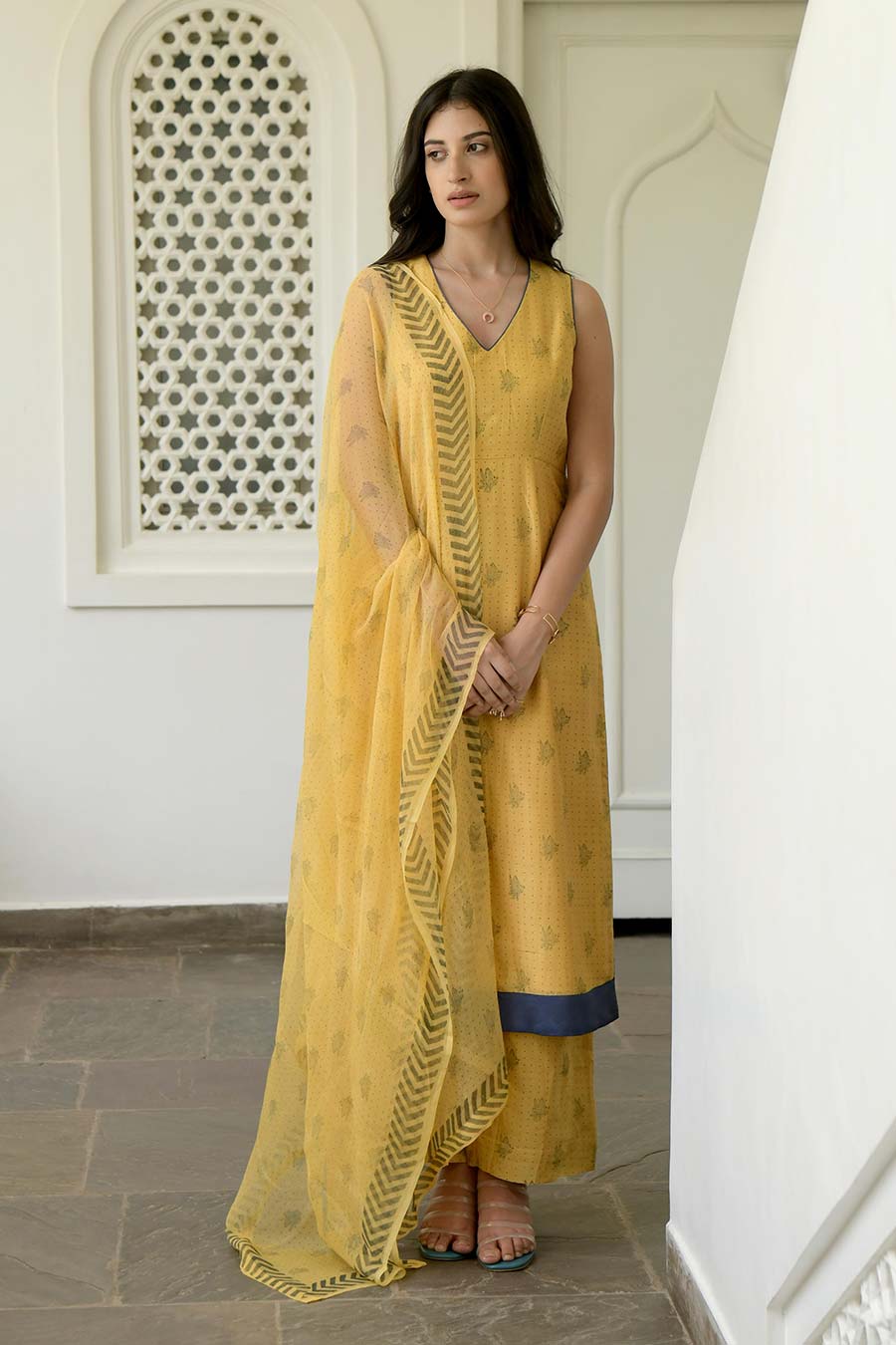 Mustard & Cornflower Kurta Set