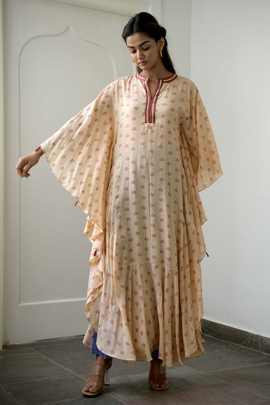 Peach & Salmon Kaftan Dress