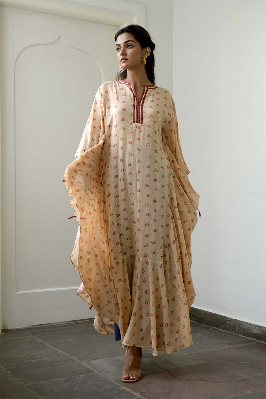 Peach & Salmon Kaftan Dress