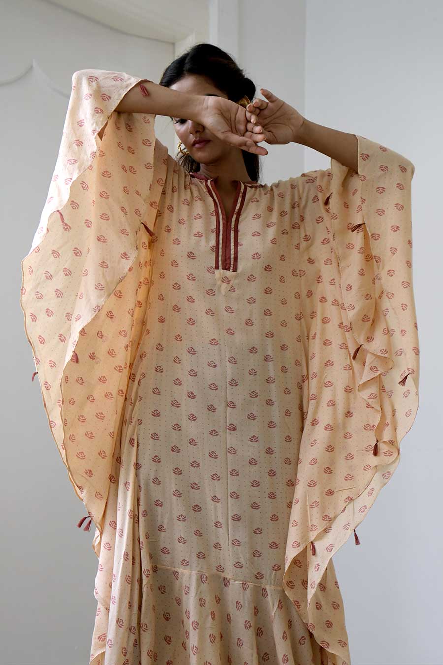 Peach & Salmon Kaftan Dress