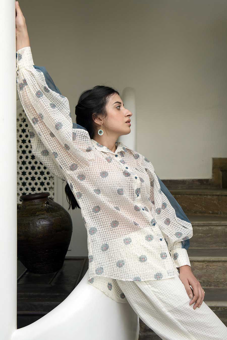 White Orchid Handwoven Shirt