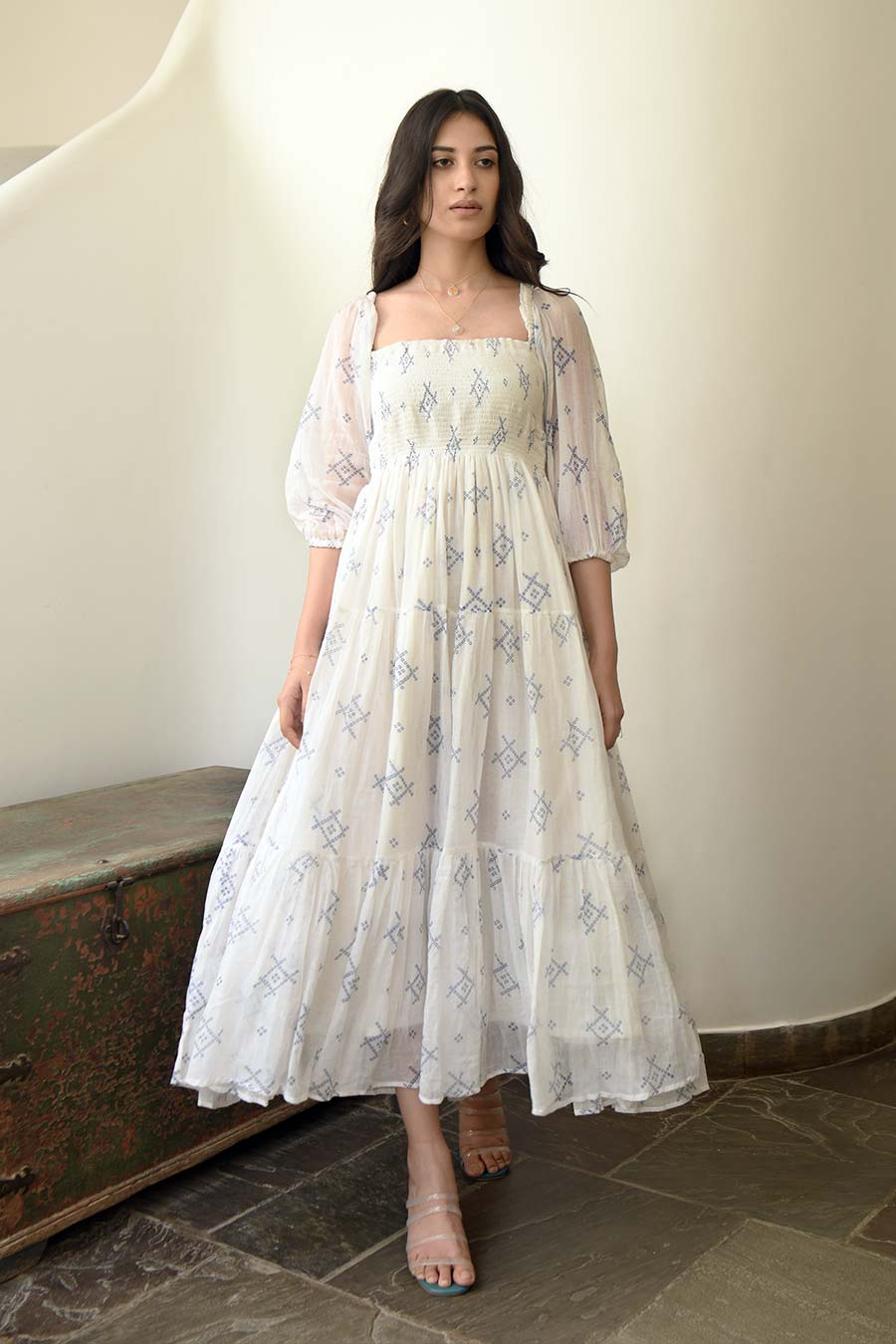 White Lily 3-Tier Midi Dress