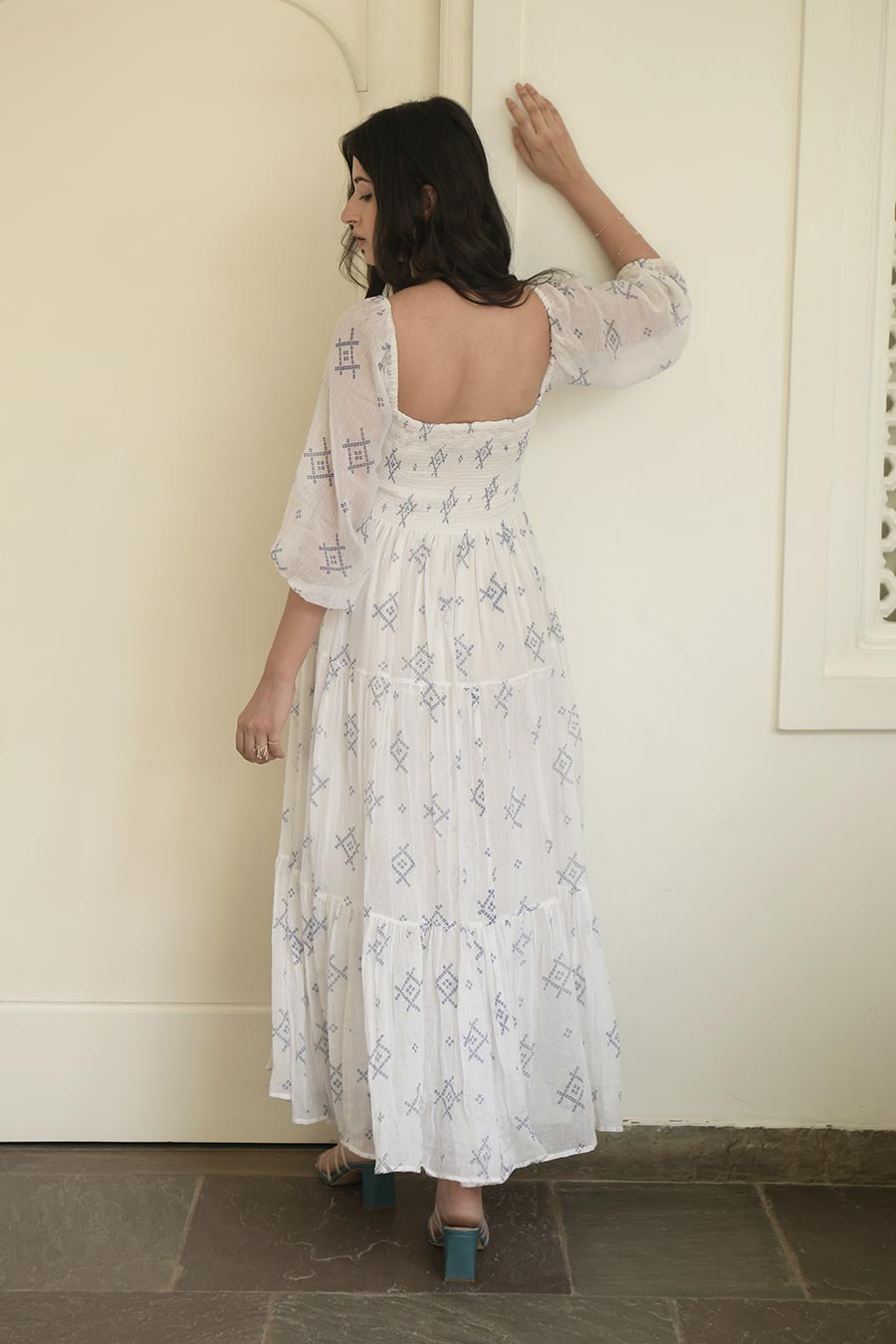 White Lily 3-Tier Midi Dress
