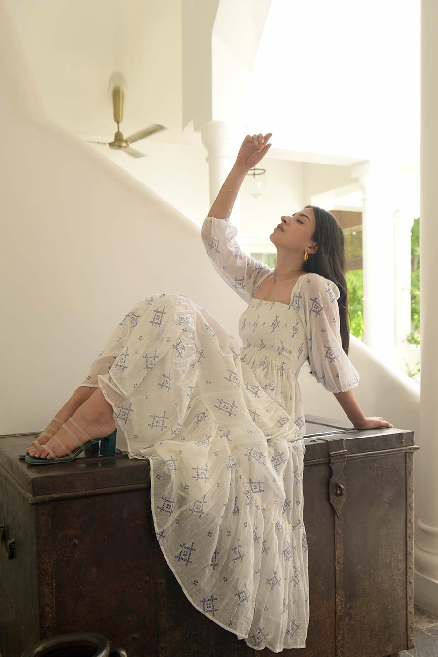 White Lily 3-Tier Midi Dress