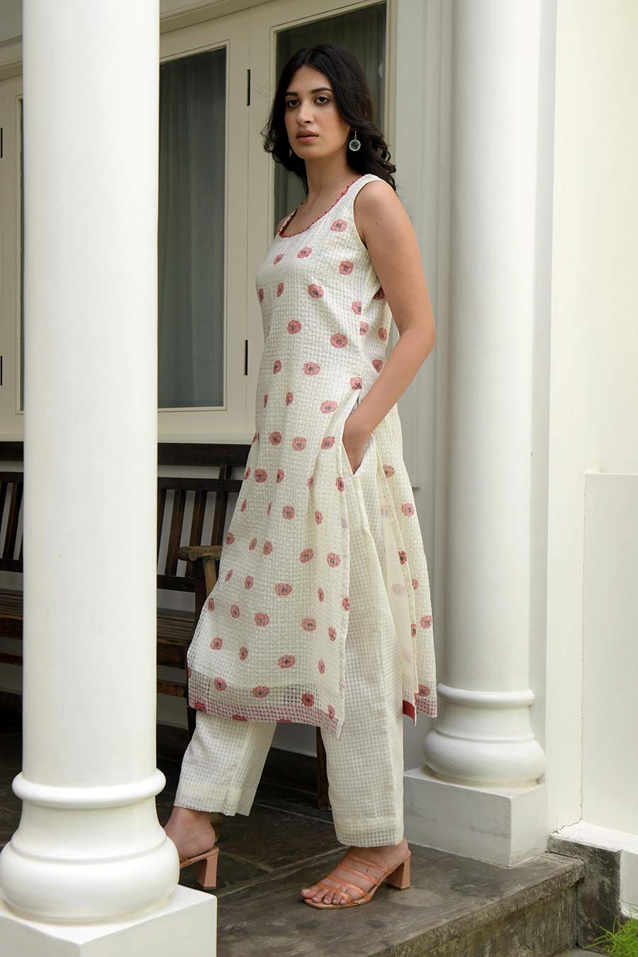 White Coral Handwoven Kurta