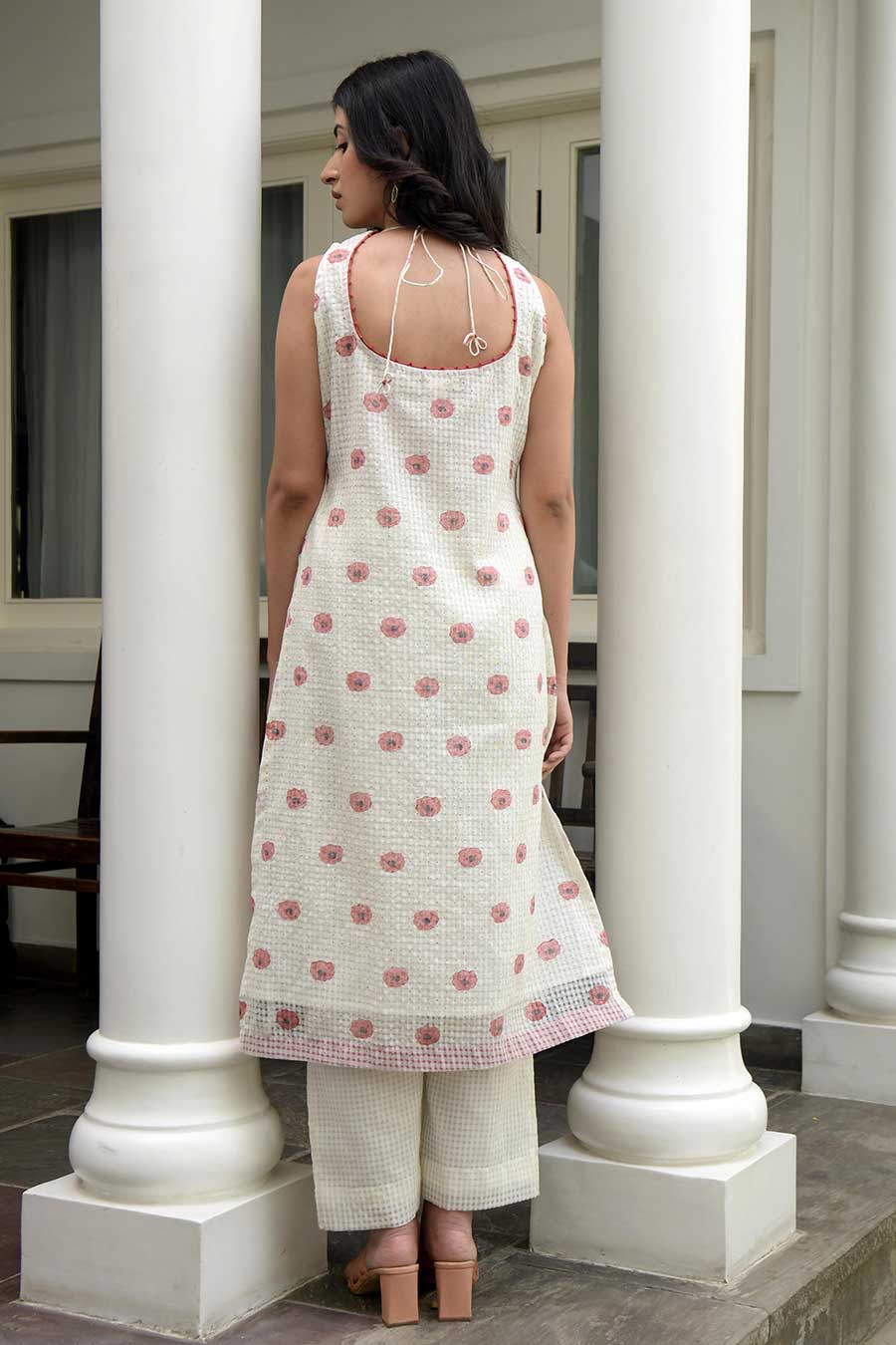 White Coral Handwoven Kurta