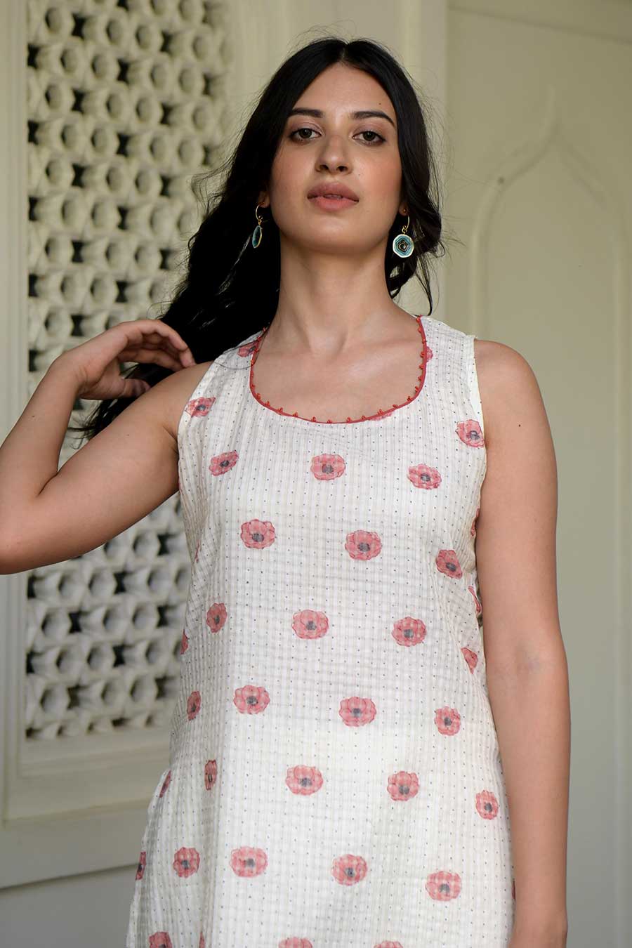 White Coral Handwoven Kurta