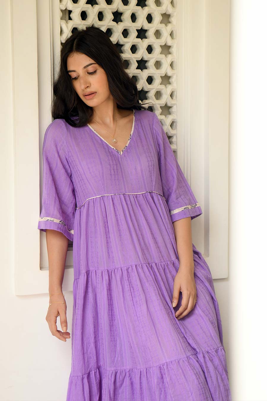 Amethyst 3-Tier Handwoven Dress