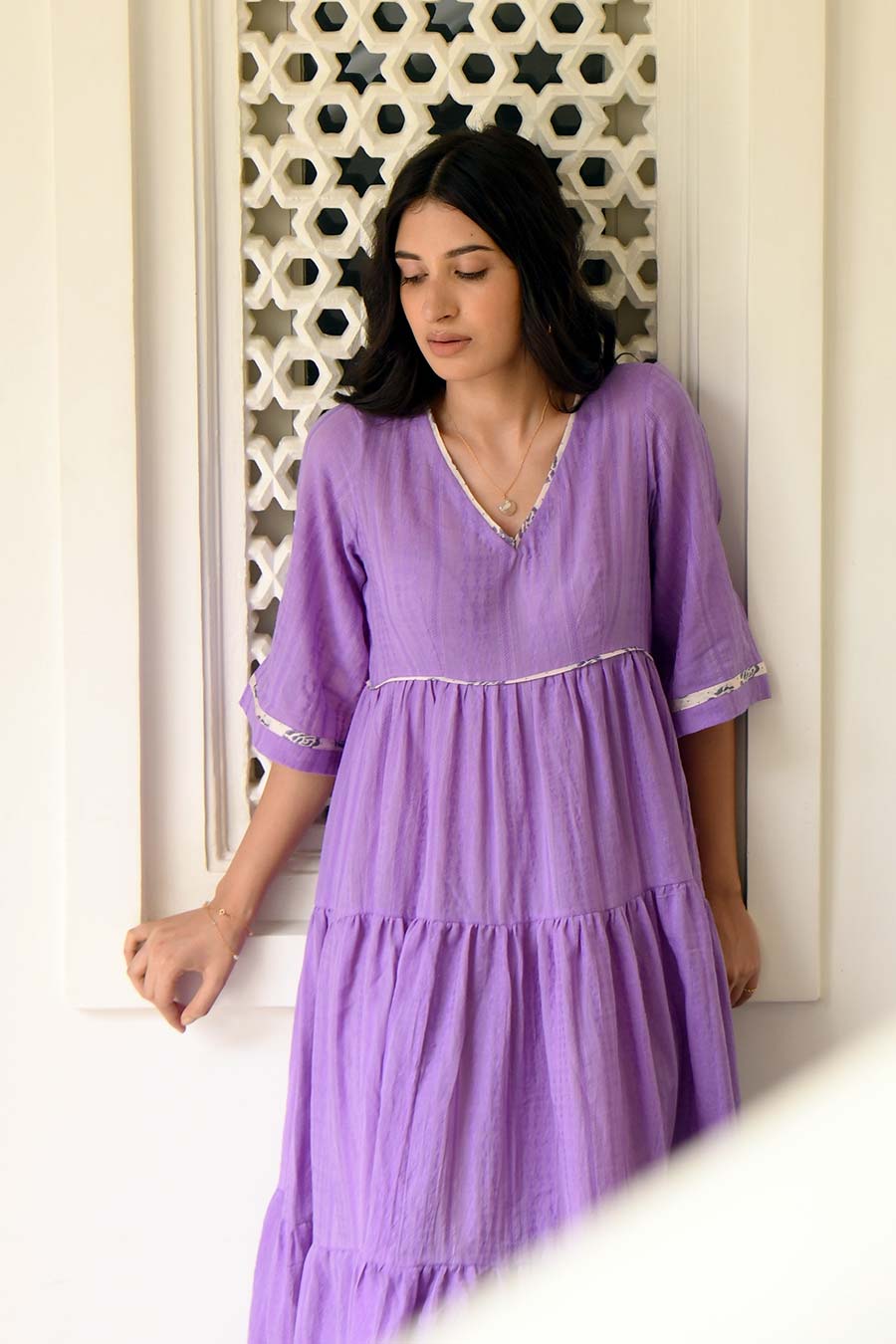 Amethyst 3-Tier Handwoven Dress