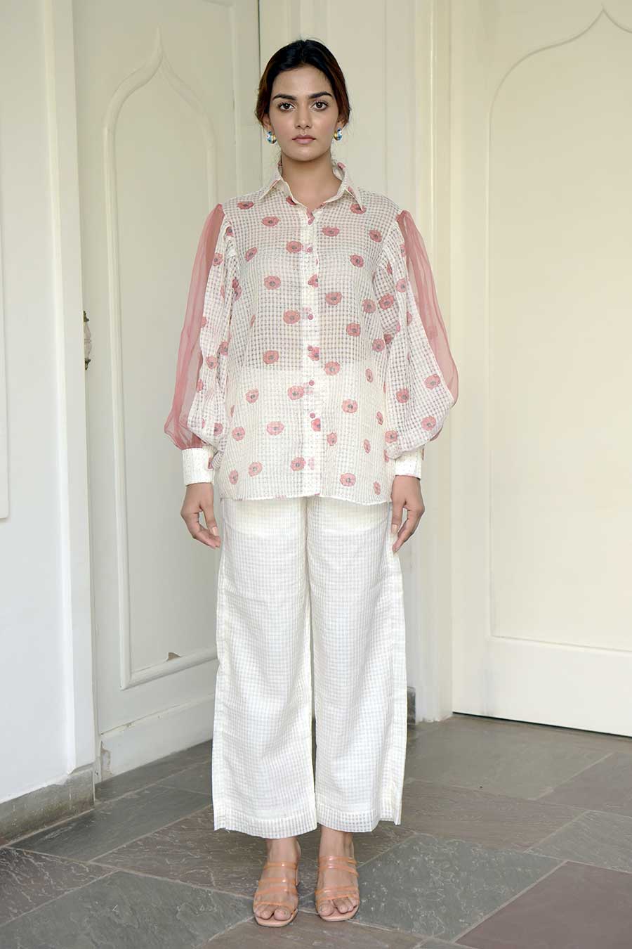 White Coral Handwoven Pants