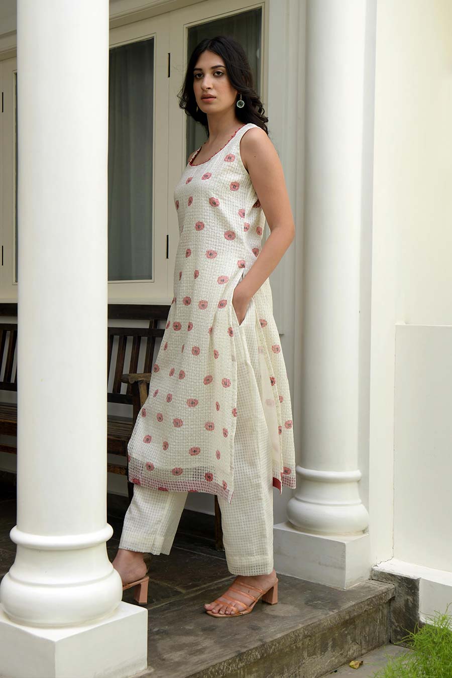 White Coral Handwoven Pants