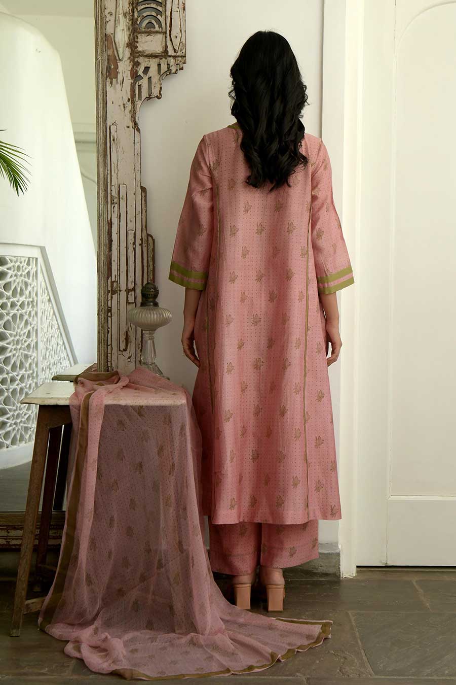 Salmon & Cinnamon Kurta Set