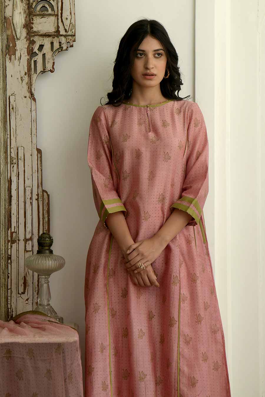 Salmon & Cinnamon Kurta Set