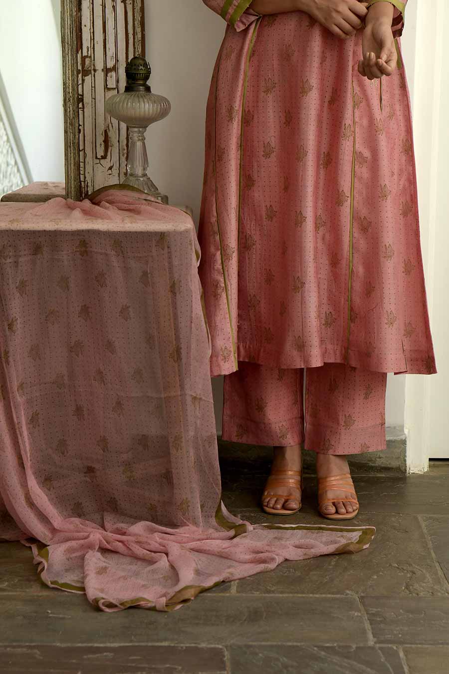 Salmon & Cinnamon Kurta Set