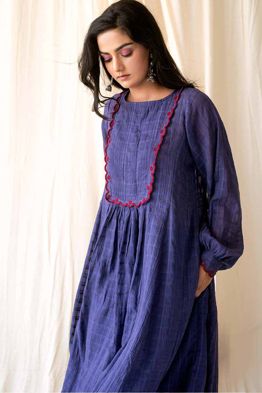 Purple Handloom Cotton Kurta Set (Set of 3)