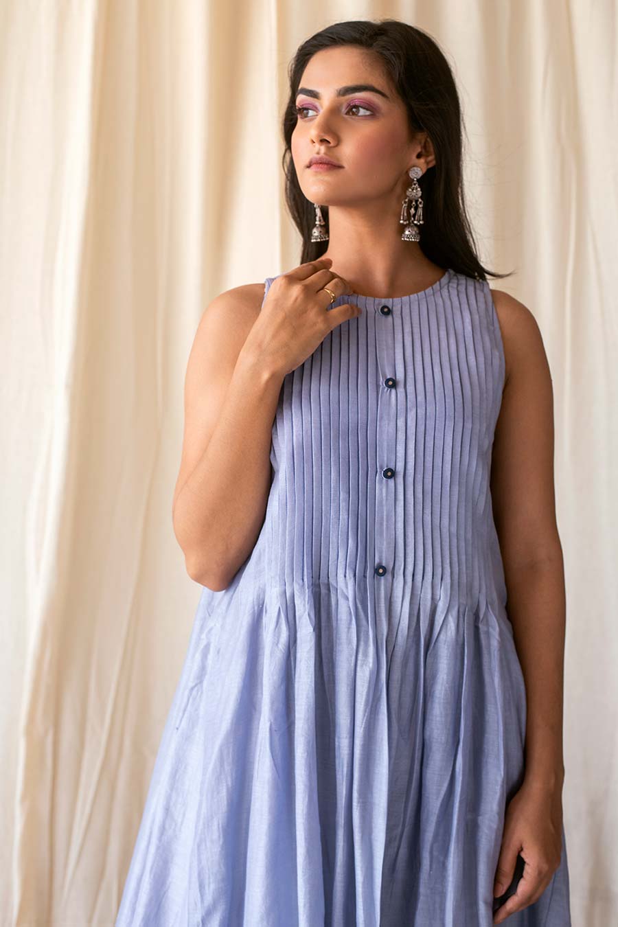Blue & White Handloom Kurta Set (Set of 3)